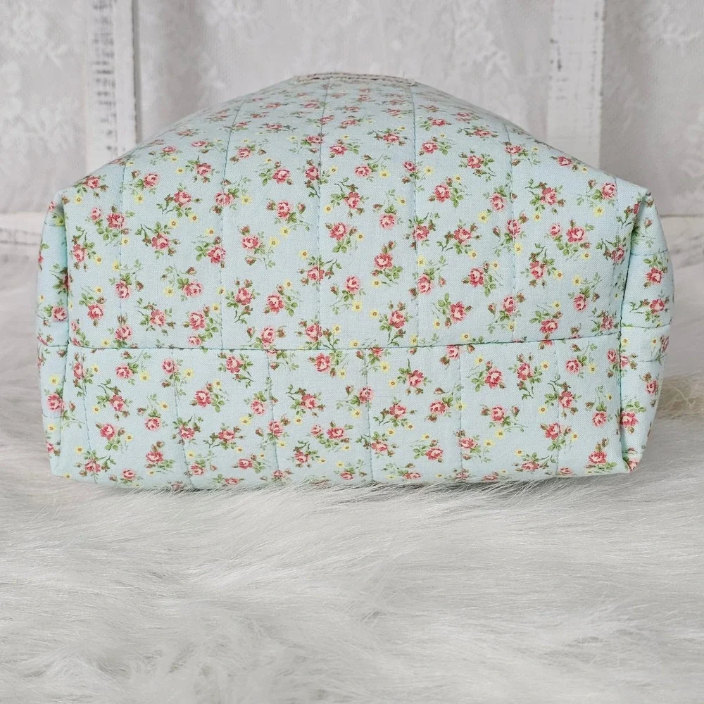 Jovie Mae XO Blush Garden Floral Drawstring Tote Bag Cottagecore Handmade